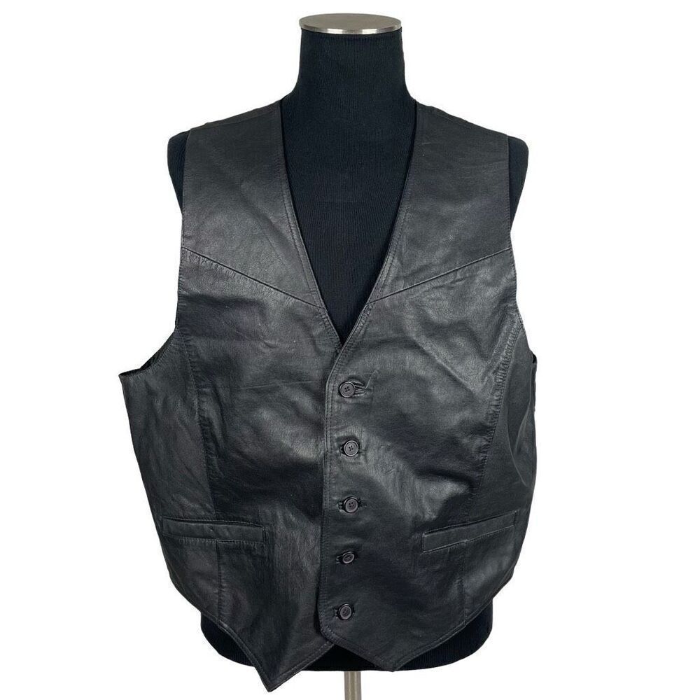 Wilsons Leather Black Leather Vest - Men’s 1X